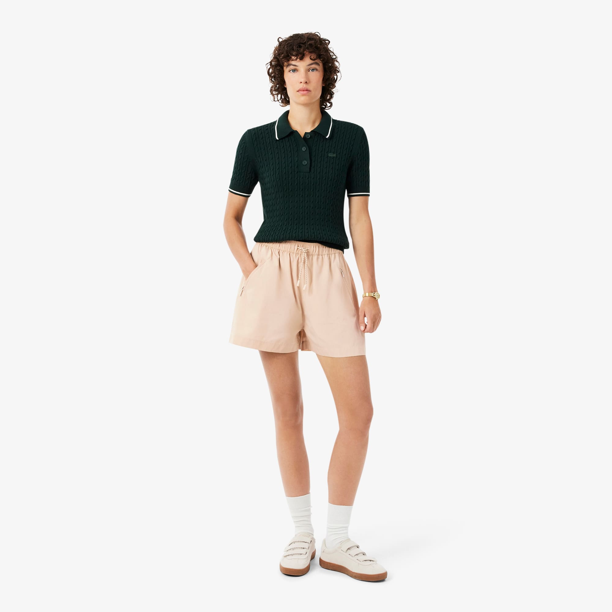 Lacoste Oversized Taffeta Shorts - Xl (42) In Green