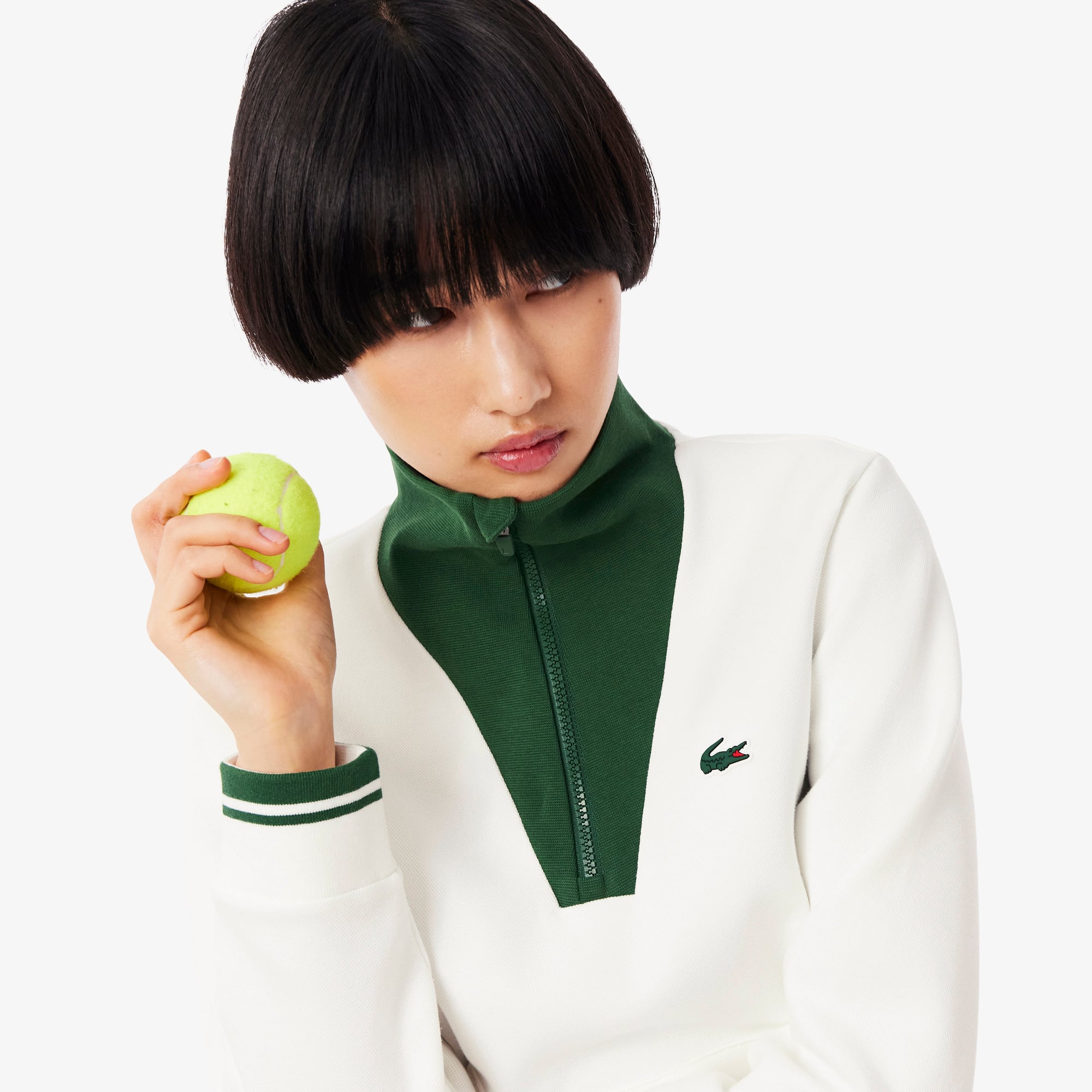 LACOSTE ホワイト ウィンドブレーカー Lacoste Men's Sport Long Sleeve Contrasted Big Croc Wind