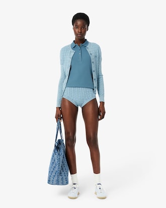 Polo femme L.12.D slim fit en piqu&eacute; de coton stretch