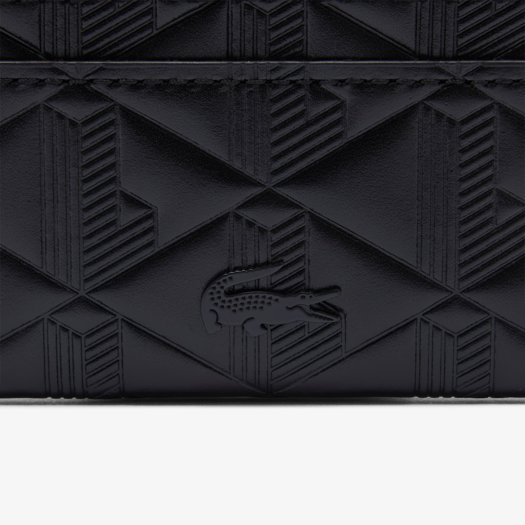 ★LACOSTE★ Women's Maheki Card Wallet Black NF4828M55G000 Women's Maheki Embossed Leather Card Holder - Bags - New In