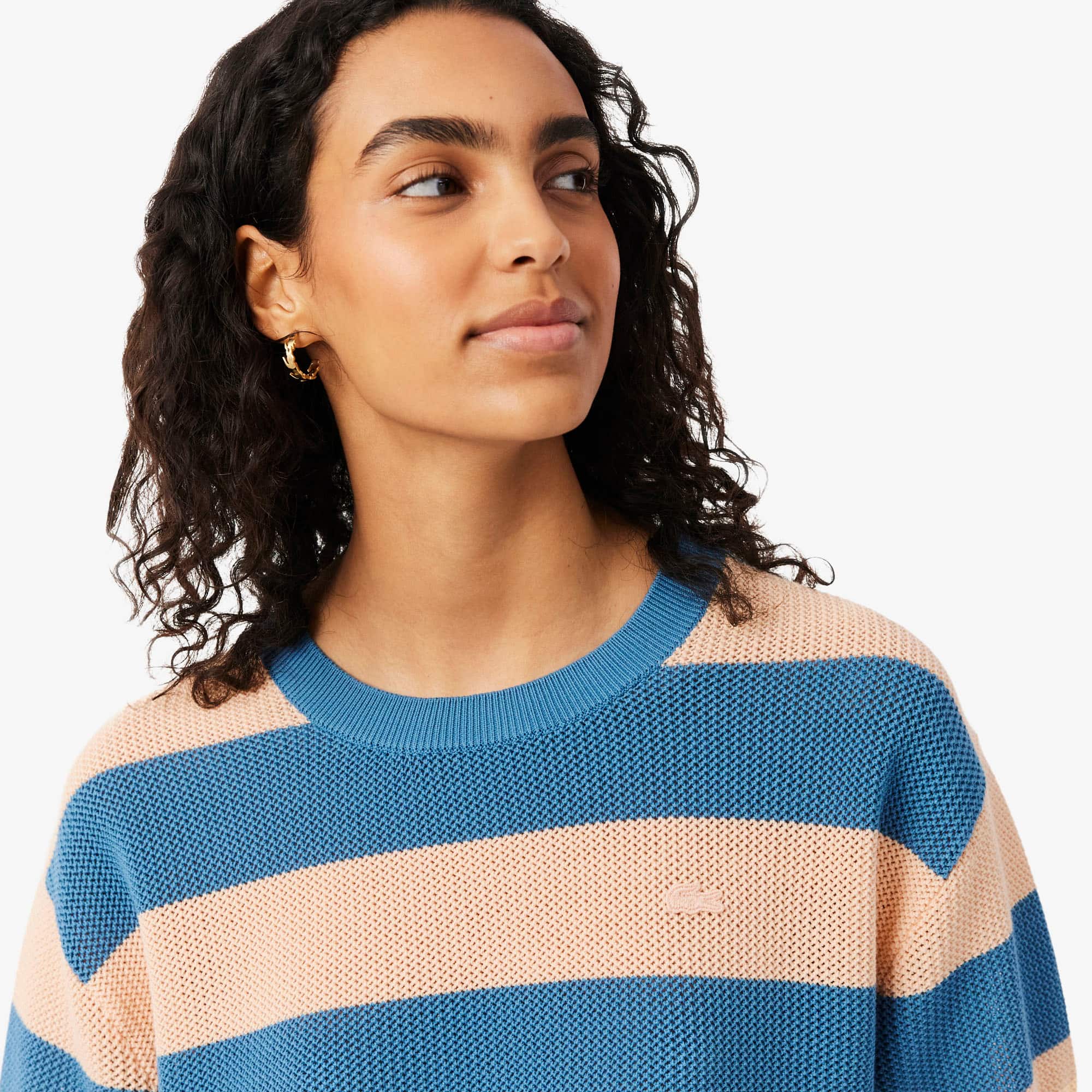 Striped Mesh Knit T-Shirt