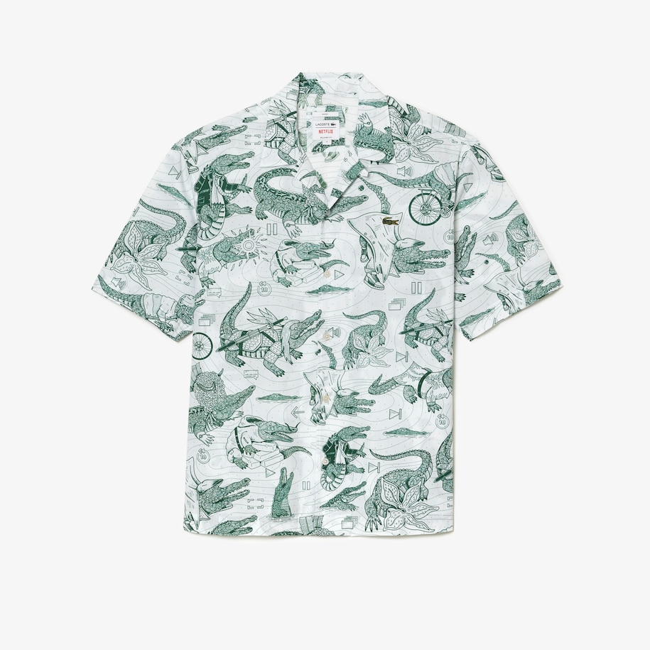 Camisa impresa de manga corta Lacoste x Netflix - Camisas para Hombre ...