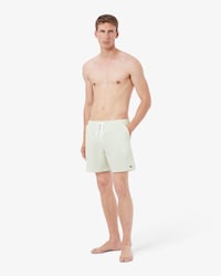 Men's Mid Length Striped Textured Swim Trunks