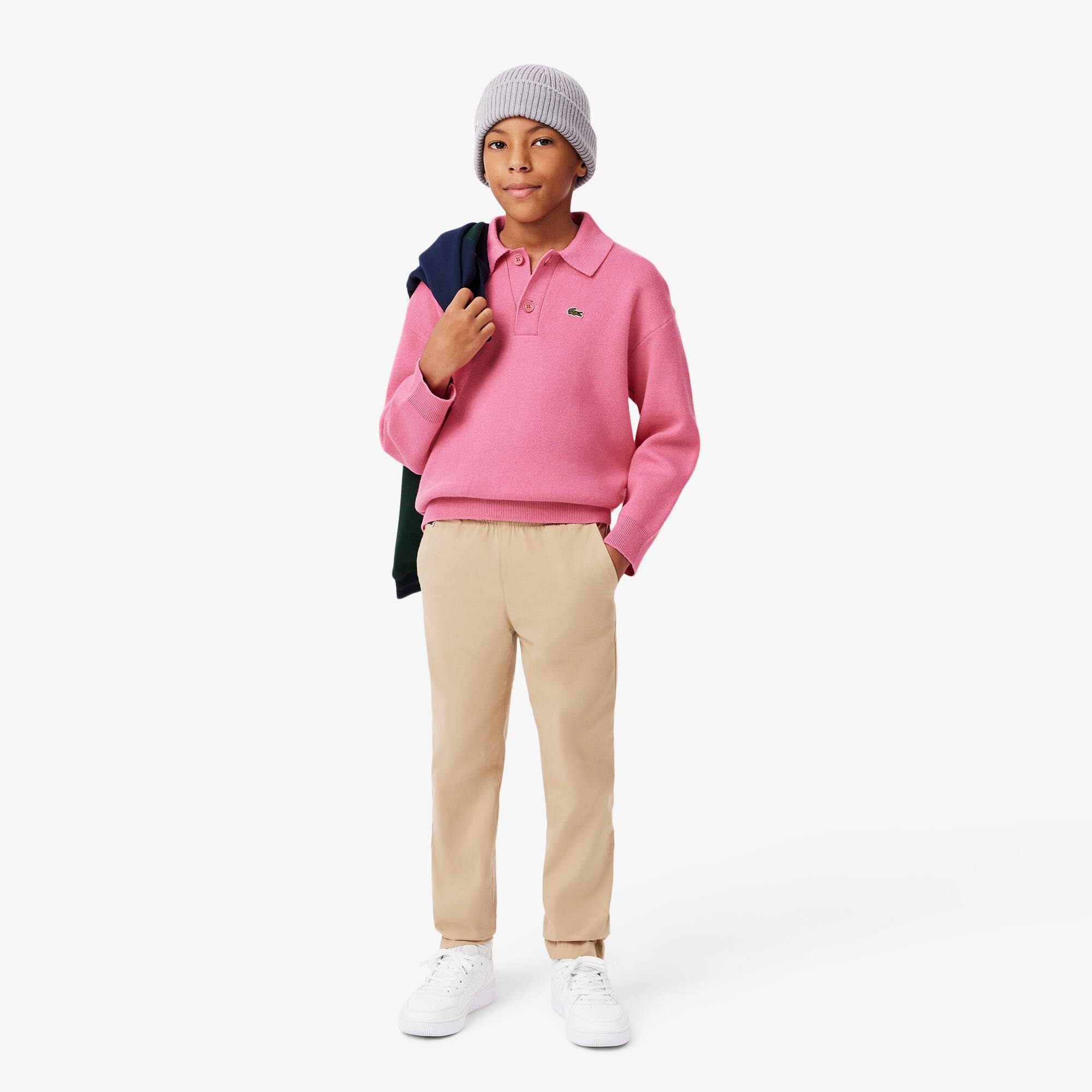 Kids' Cotton and Wool Blend Long Sleeve Polo - Kid's Collection