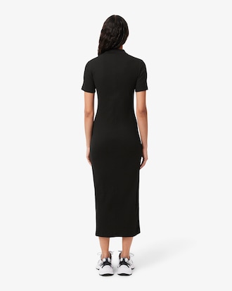 Women's Long Ribbed Cotton Polo Dress