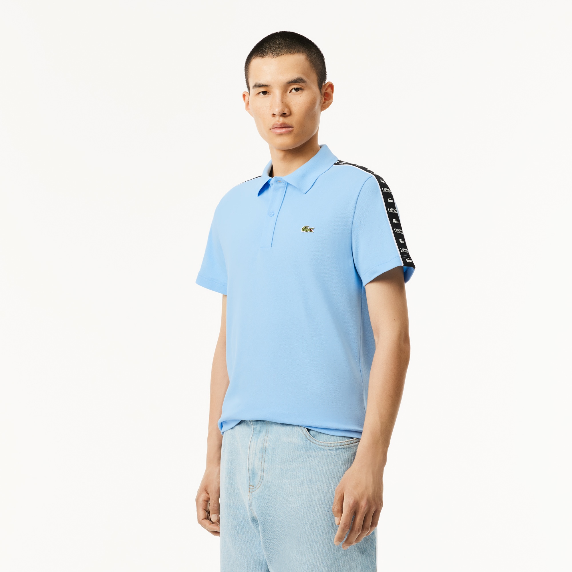【LACOSTE】 SKIPPER POLO SHIRT サイズ5 Lacoste Polo Shirt Size 5 L Colorblock Regular Fit Stretch