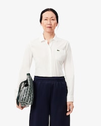 Women's Slim Fit Ribbed Collar Poplin Shirt