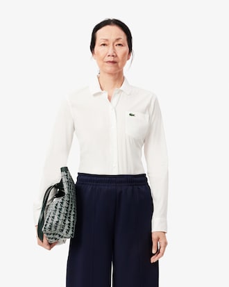 Women's Slim Fit Ribbed Collar Poplin Shirt