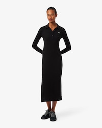 Women's Slim Fit Ribbed Cotton Polo Collar Dress