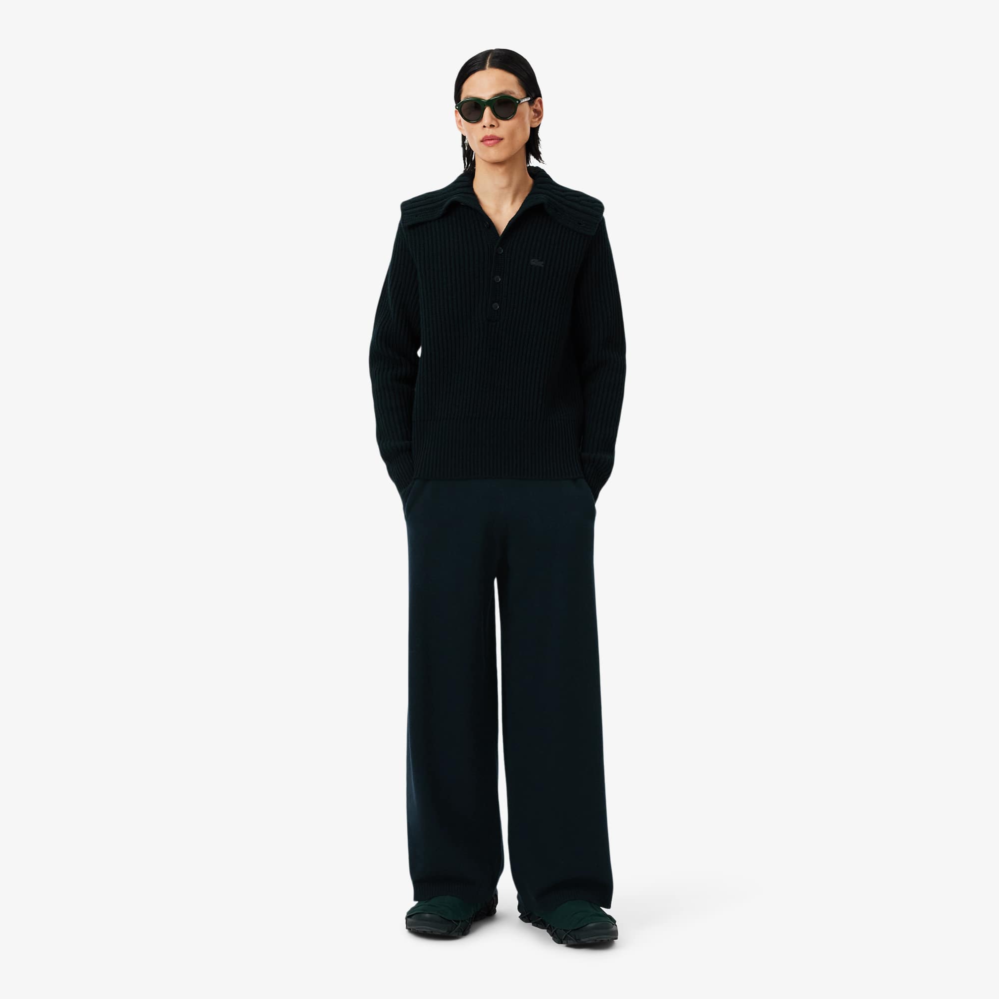 Lacoste Runway Felted Wool Joggers - M In Green