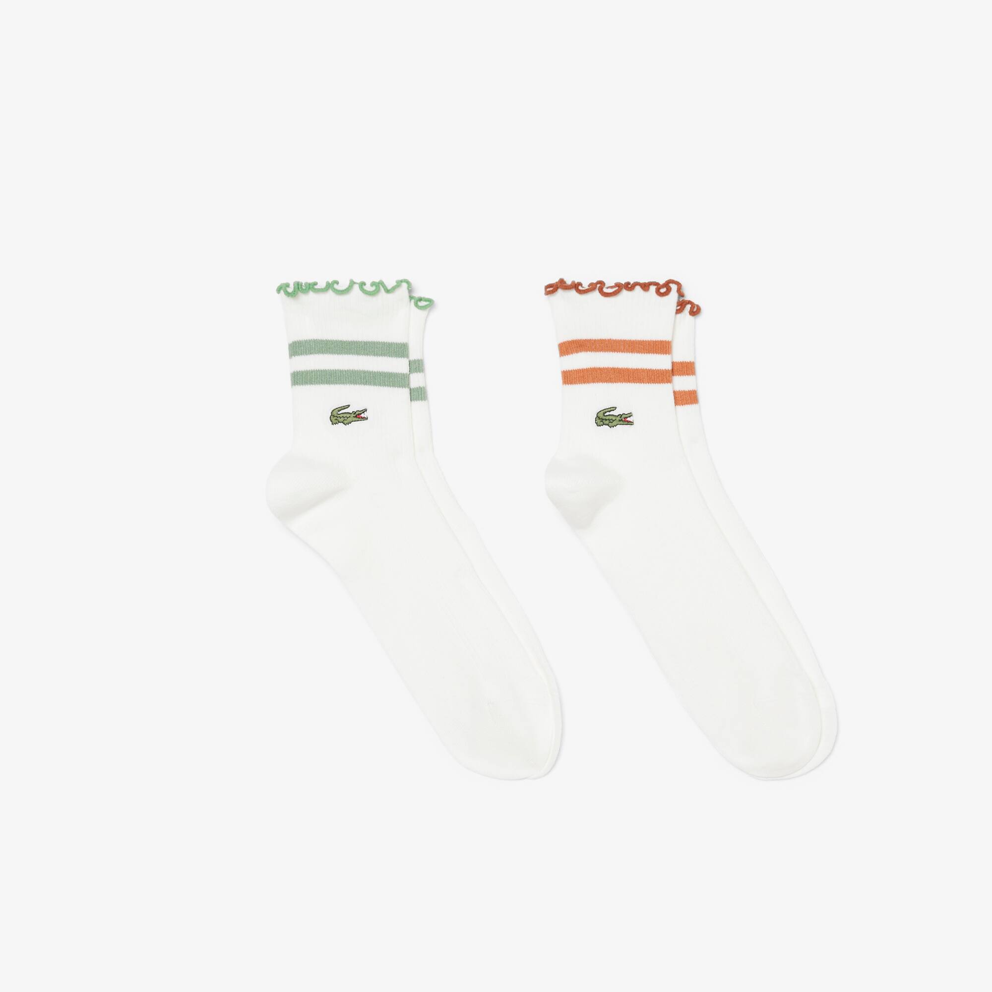 Lacoste 2-pack Frilled Socks - 9 - 12.5 In White