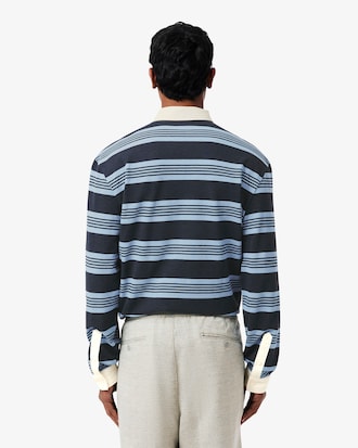Relaxed Fit Striped Piqu&eacute; Rugby Polo Shirt