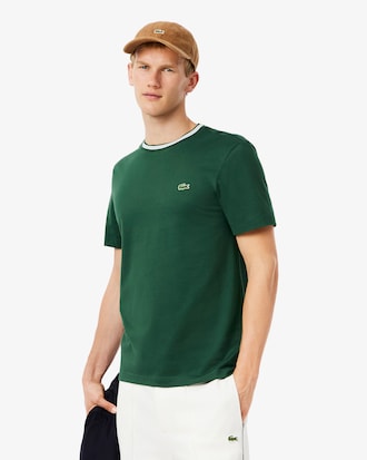 T-shirt regular fit coton col côtelé