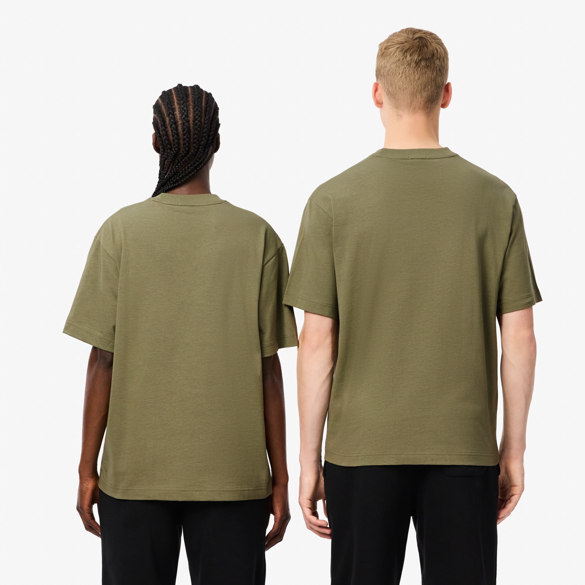 【LACOSTE】Oversized-Fit Milan Chest Stripe T-shirt R6252 Unisex Loose Fit Heavy Cotton T-Shirt - T-shirts - New In