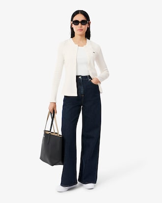 Slim Fit Pointelle Cotton Cardigan