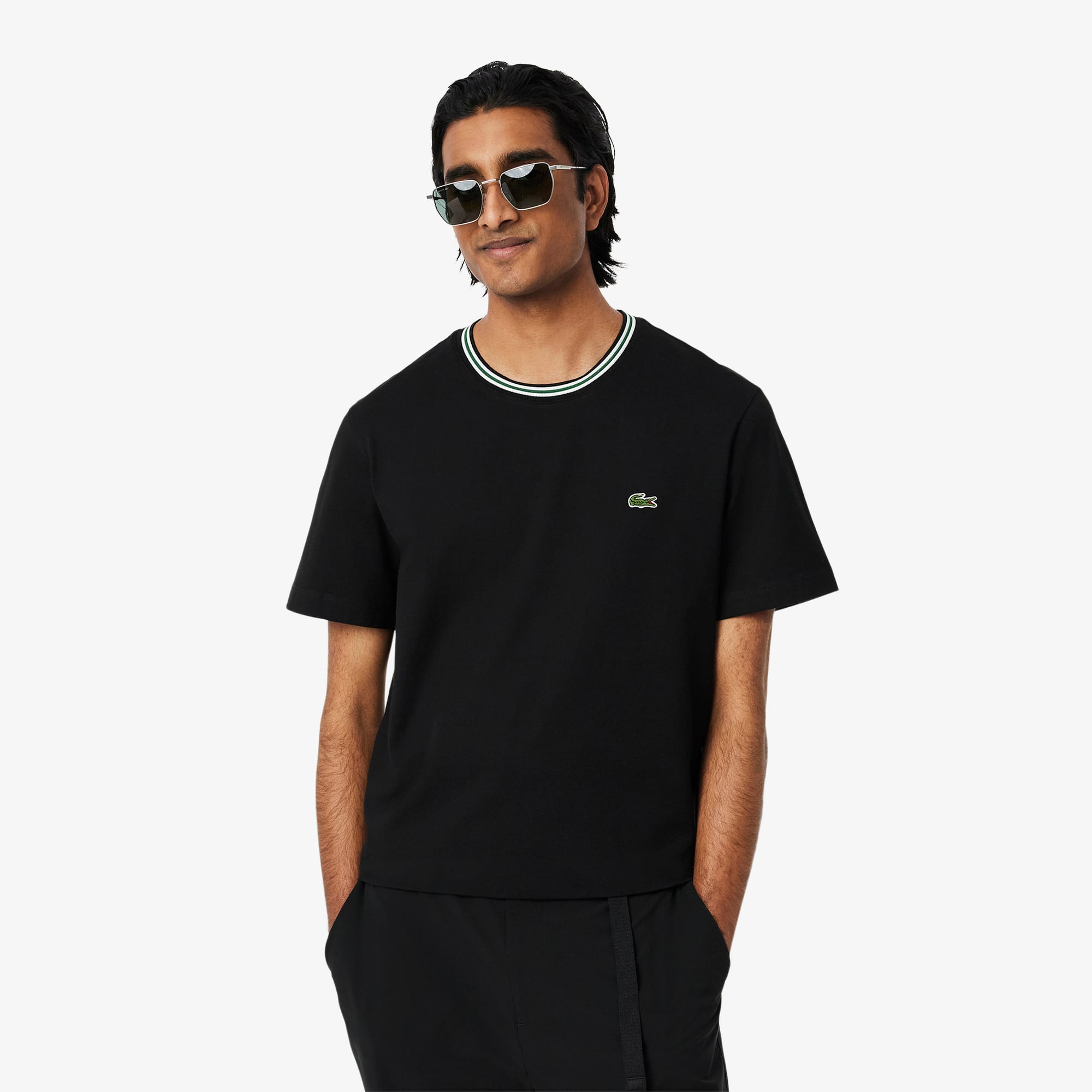 Men's Regular Fit Ribbed Collar Cotton T-Shirt - T-shirts - New In