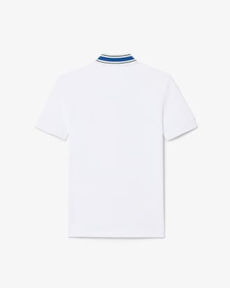Stripe Collar Petit Piqu&eacute; Polo Shirt