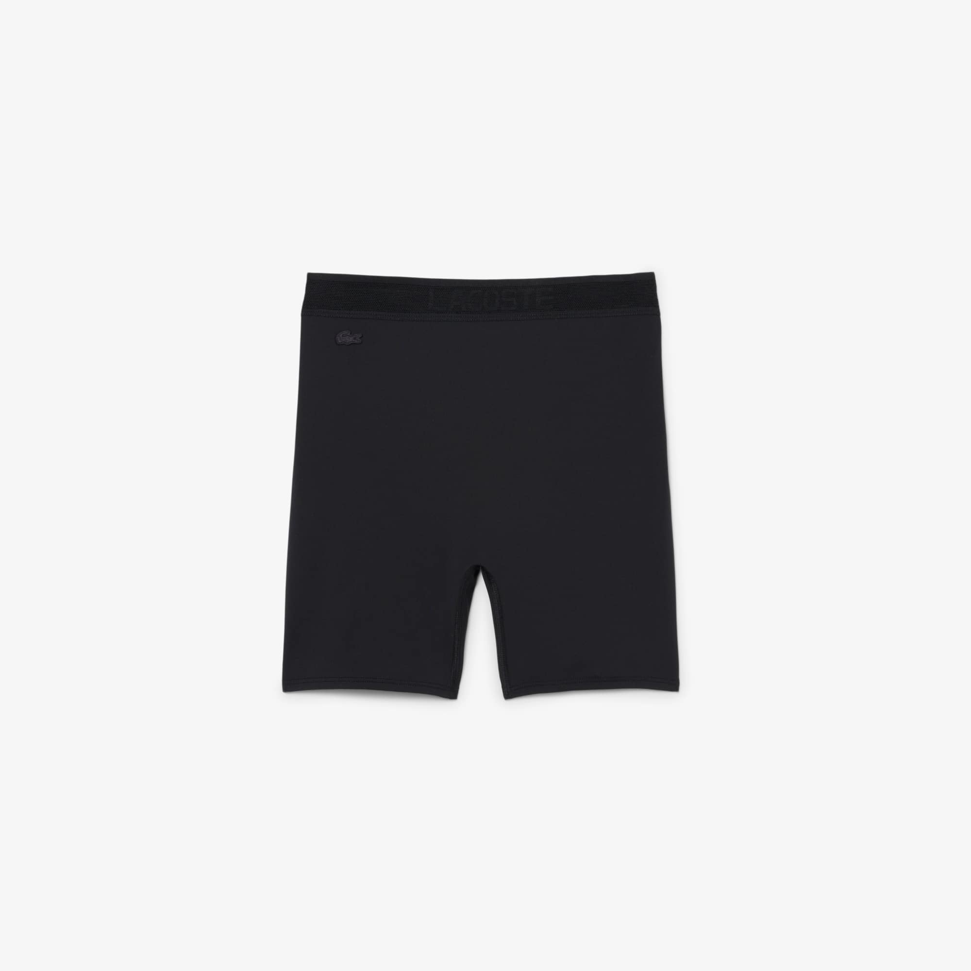 Lacoste High Waist Microfiber Cycle Shorts - Xxs In Black