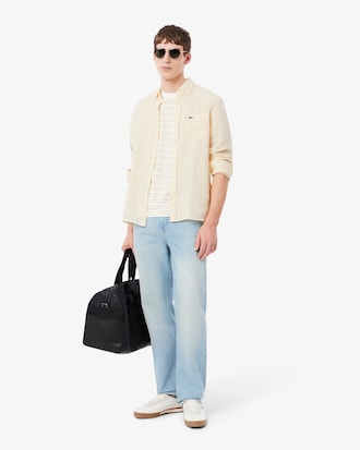 Men's Regular Fit Striped Linen Shirt