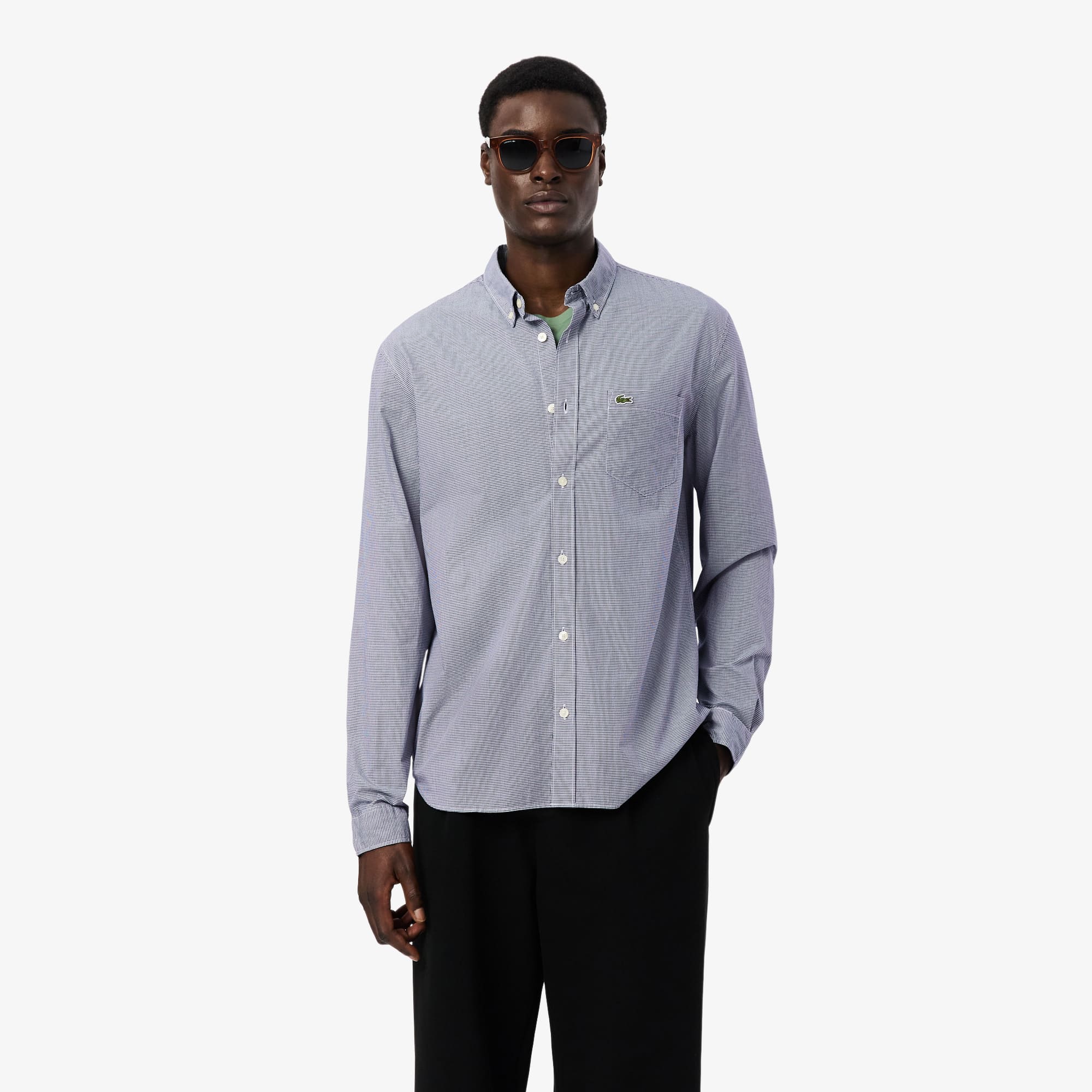 Men's Regular Fit Gingham Poplin Shirt - Button Down Shirts - New