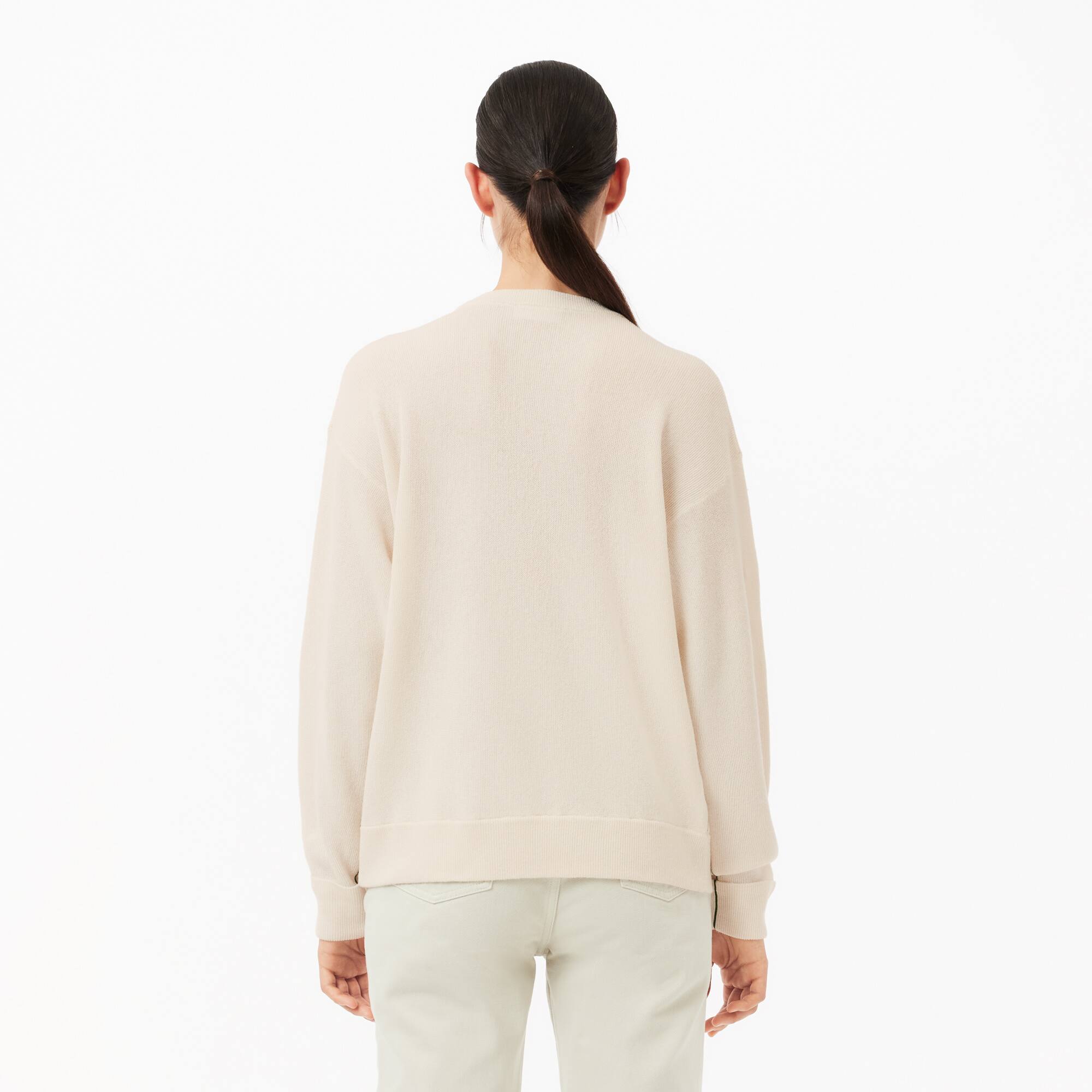 Women's Relaxed Fit Wool Moss Stitch Sweater - Sweaters