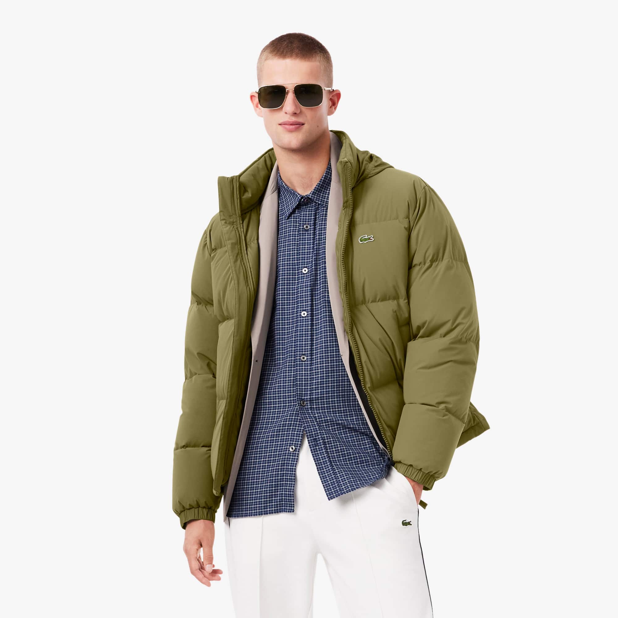 Lacoste Men's Water-Repellent Hooded Down Jacket