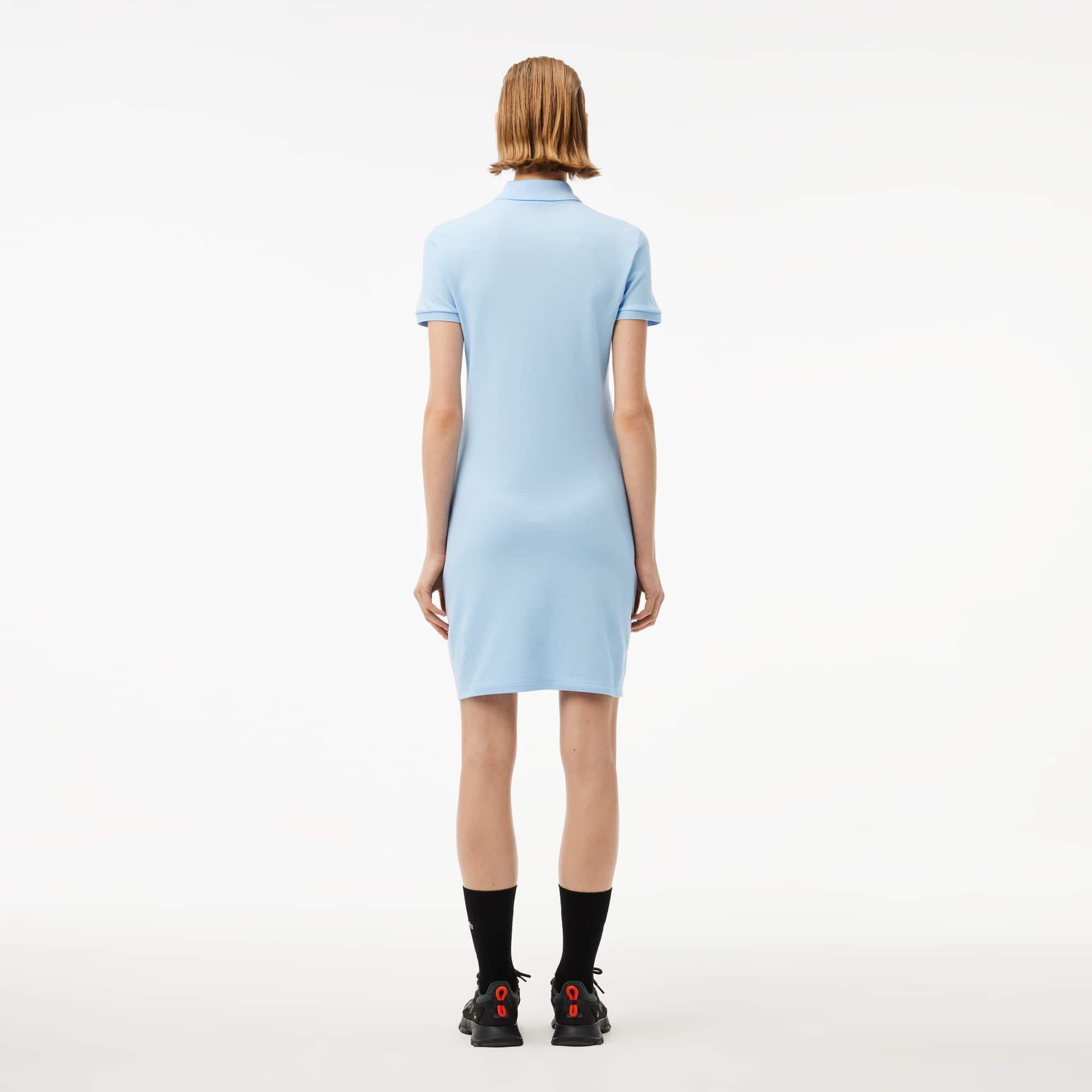 ★LACOSTE★ Women's Slim Fit Mini Pique Polo Dress Light Yel Women's Slim Fit Stretch Mini Piqué Polo Dress - Dresses