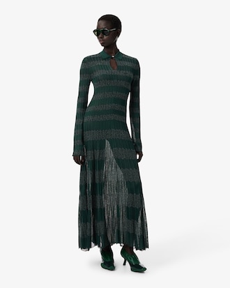 Runway Polo Collar Pointelle Maxi Dress
