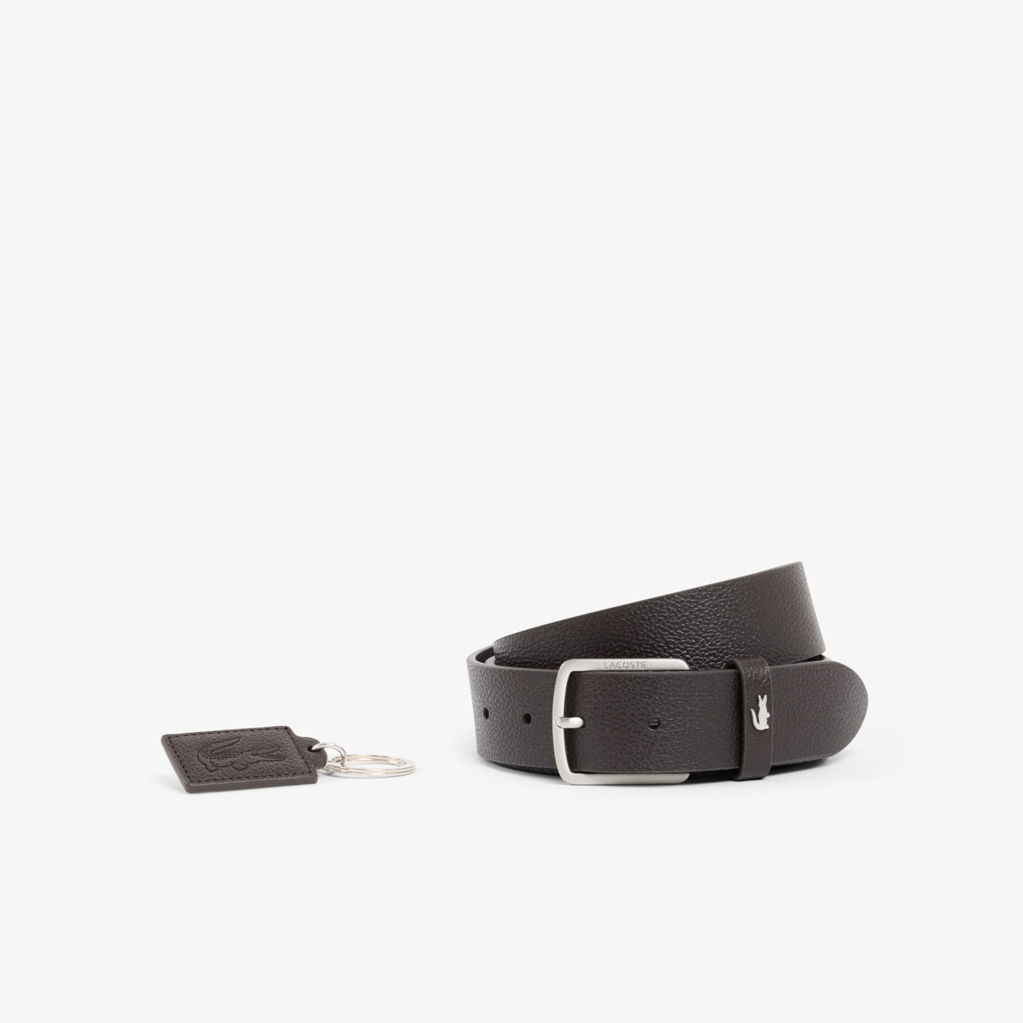 Elegance Leather Belt and Key Ring Gift Set