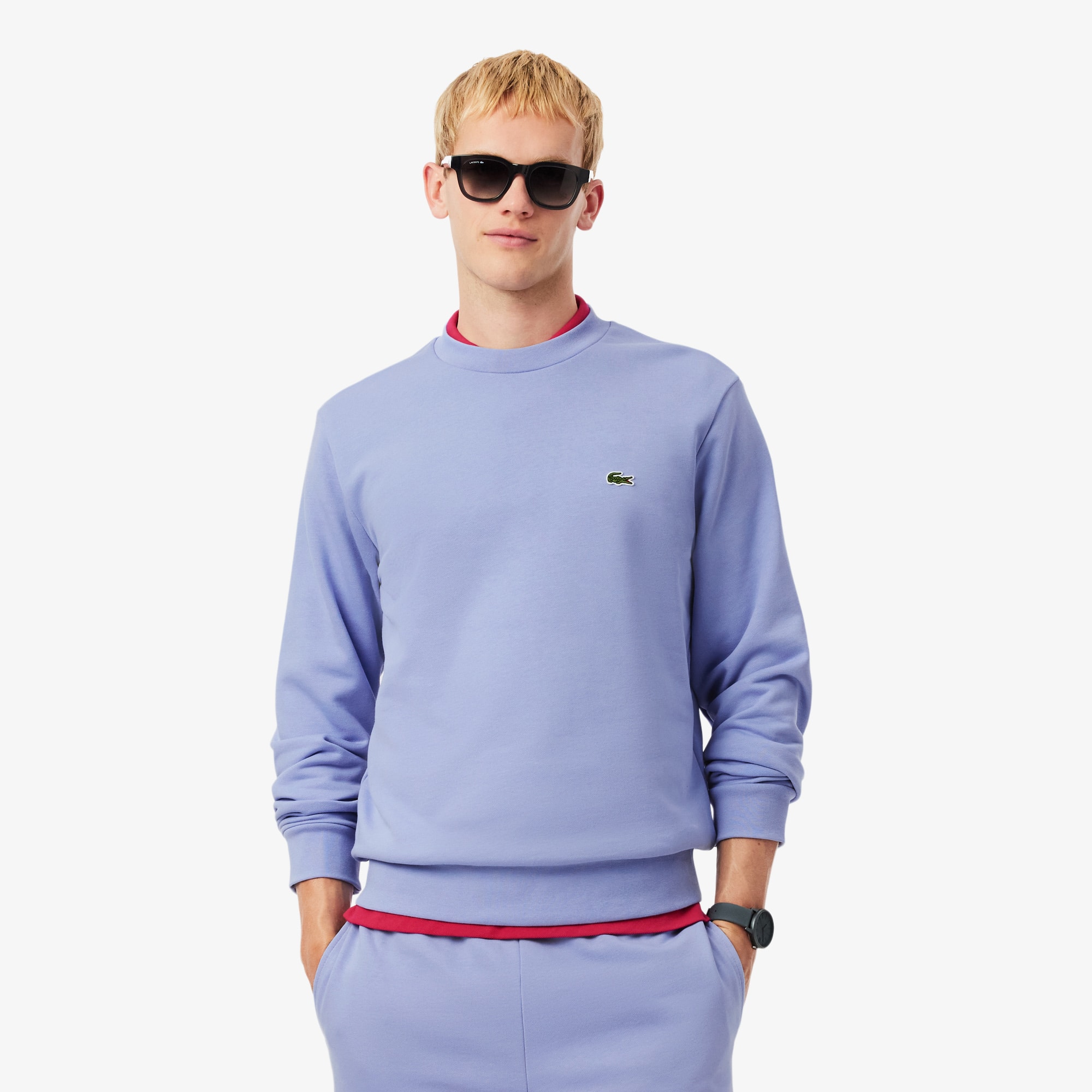 Lacoste Men's Classic Fit Fleece Sweatshirt - Xl - 6 In Purple
