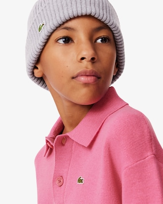 Kids' Cotton and Wool Blend Long Sleeve Polo