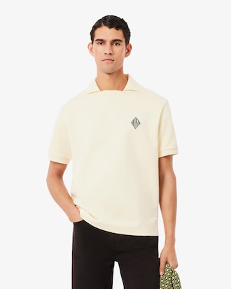 Loose Fit Badge Accent Fleece Polo