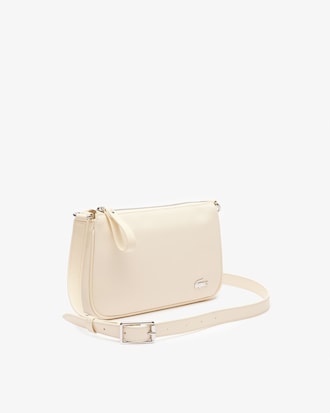 Sac &agrave; bandouli&egrave;re femme en toile enduit &agrave; effet piqu&eacute;