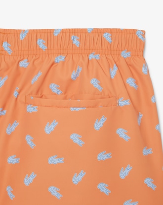 Mid Length Crocodile Print Swim Trunks