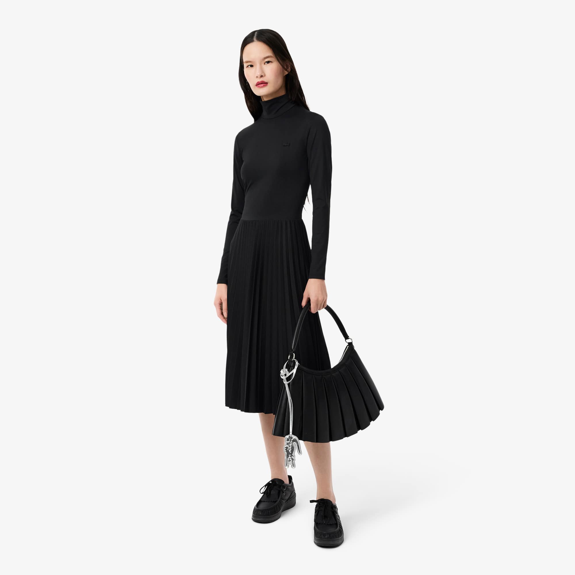 Lacoste Women's Slim Fit High-neck Dress - 42 In Black