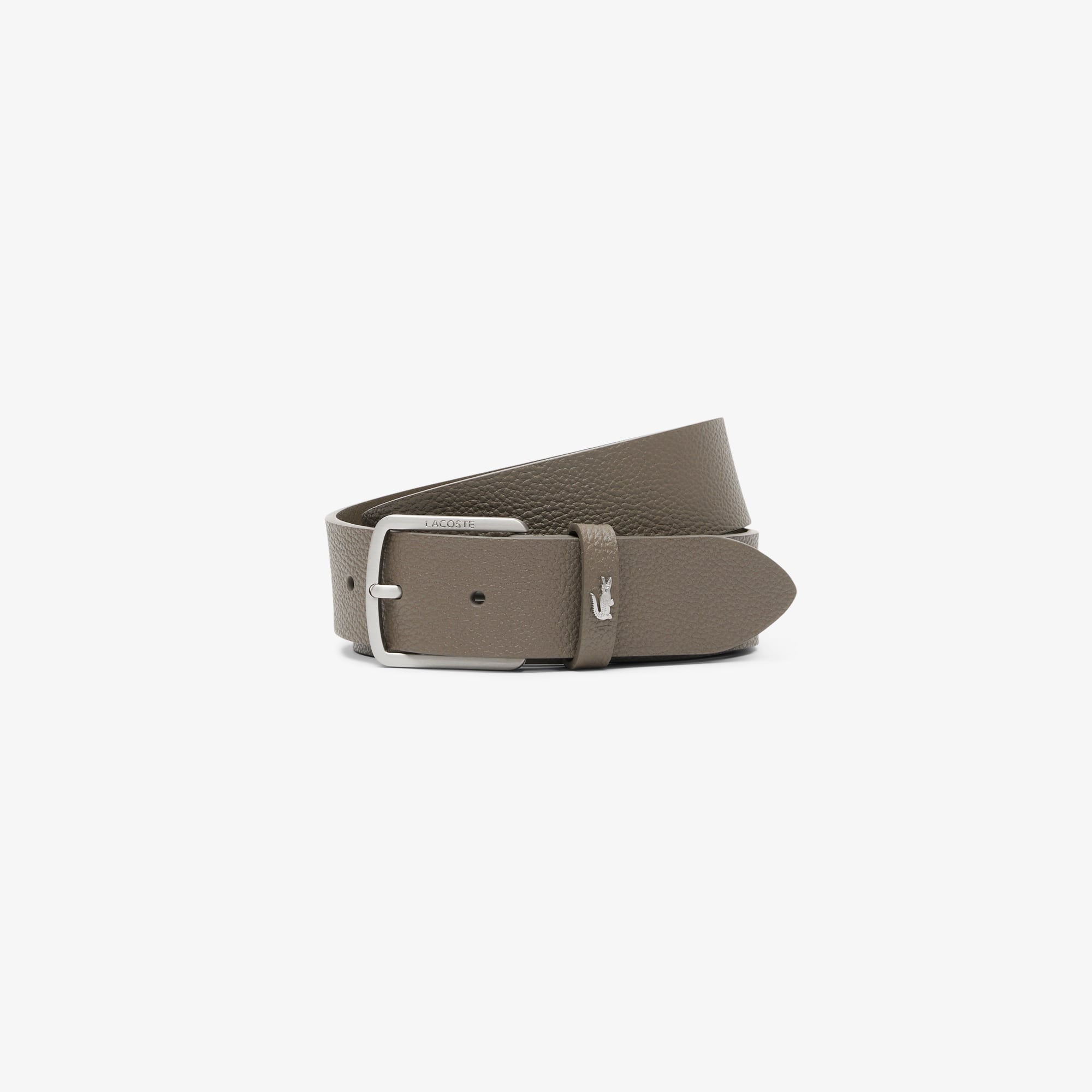 Lacoste Grained Leather Belt - 49 In In Brown