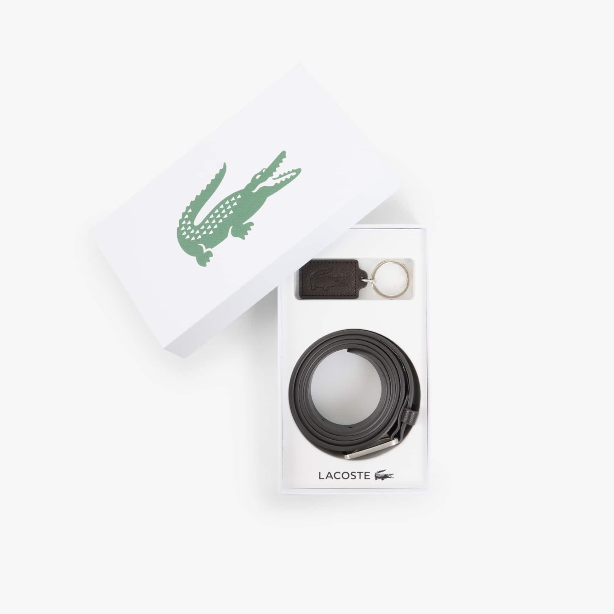 Elegance Leather Belt and Key Ring Gift Set