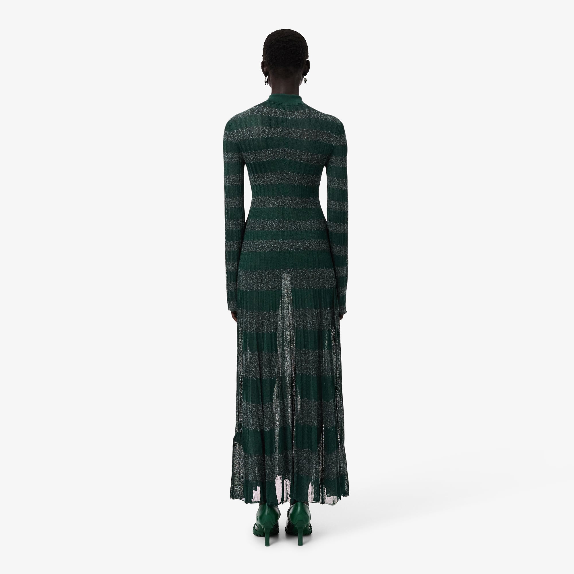 Runway Polo Collar Pointelle Maxi Dress