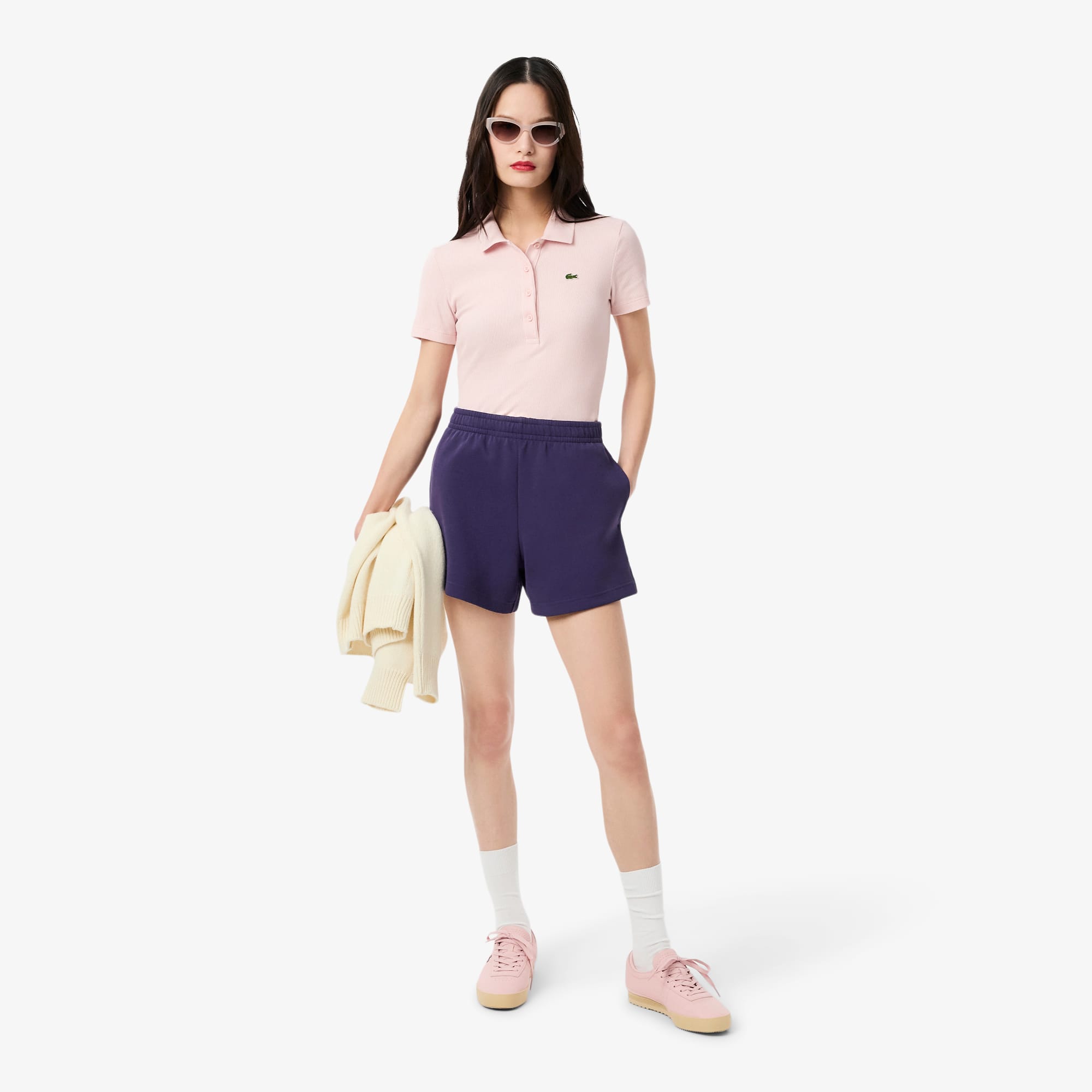 Lacoste Women's Double Face Piqué Shorts - 36 In Purple