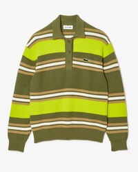 Women's Ribbed Striped Knit Polo Sweater