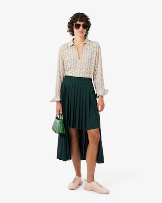 Jupe longue jersey pliss&eacute;e asym&eacute;trique