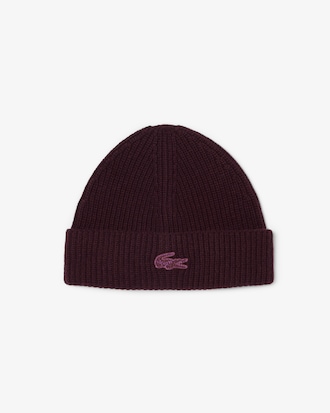 Metallic Crocodile Accent Merino Wool Beanie
