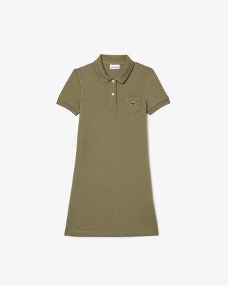 Robe polo en piqu&eacute; de coton uni