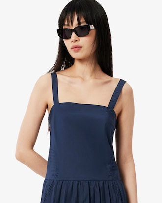 Robe longue pliss&eacute;e &agrave; bretelles