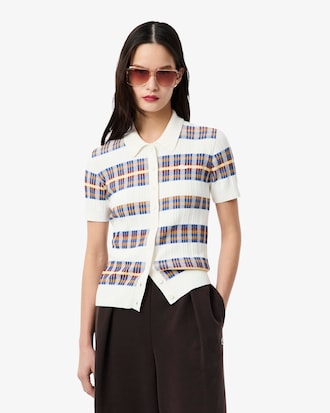 Women's Ribbed Knit Polo Collar Sweater