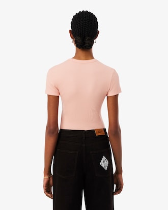 Women's Slim Fit Ribbed Cotton T-Shirt