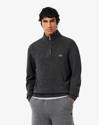 Men's Zip-Up High-Neck Wool Sweater 