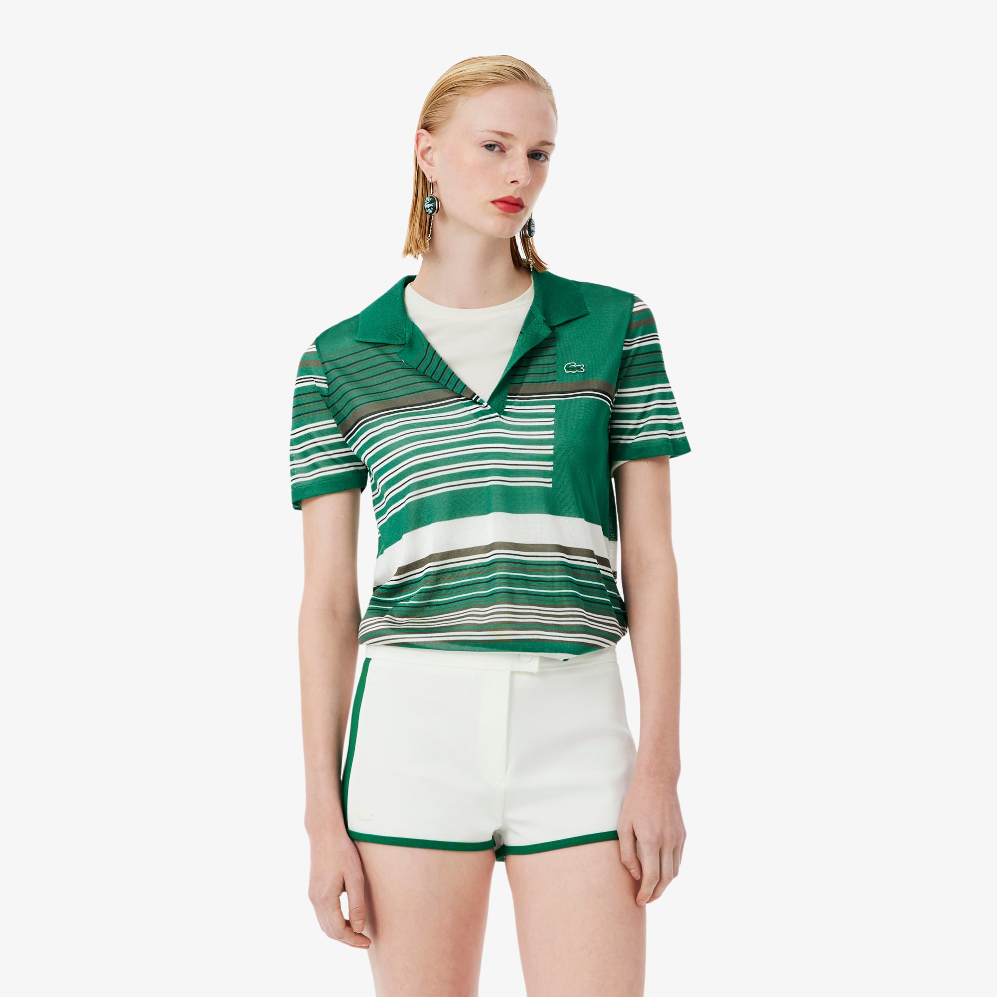 Runway Slim Fit Striped Satin Piqué Polo Shirt
