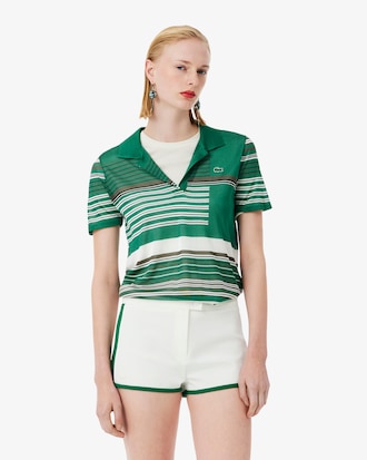 Runway Slim Fit Striped Satin Piqu&eacute; Polo Shirt