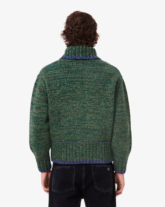 Men's High-Neck Mercerized Wool Zip-Up Sweater